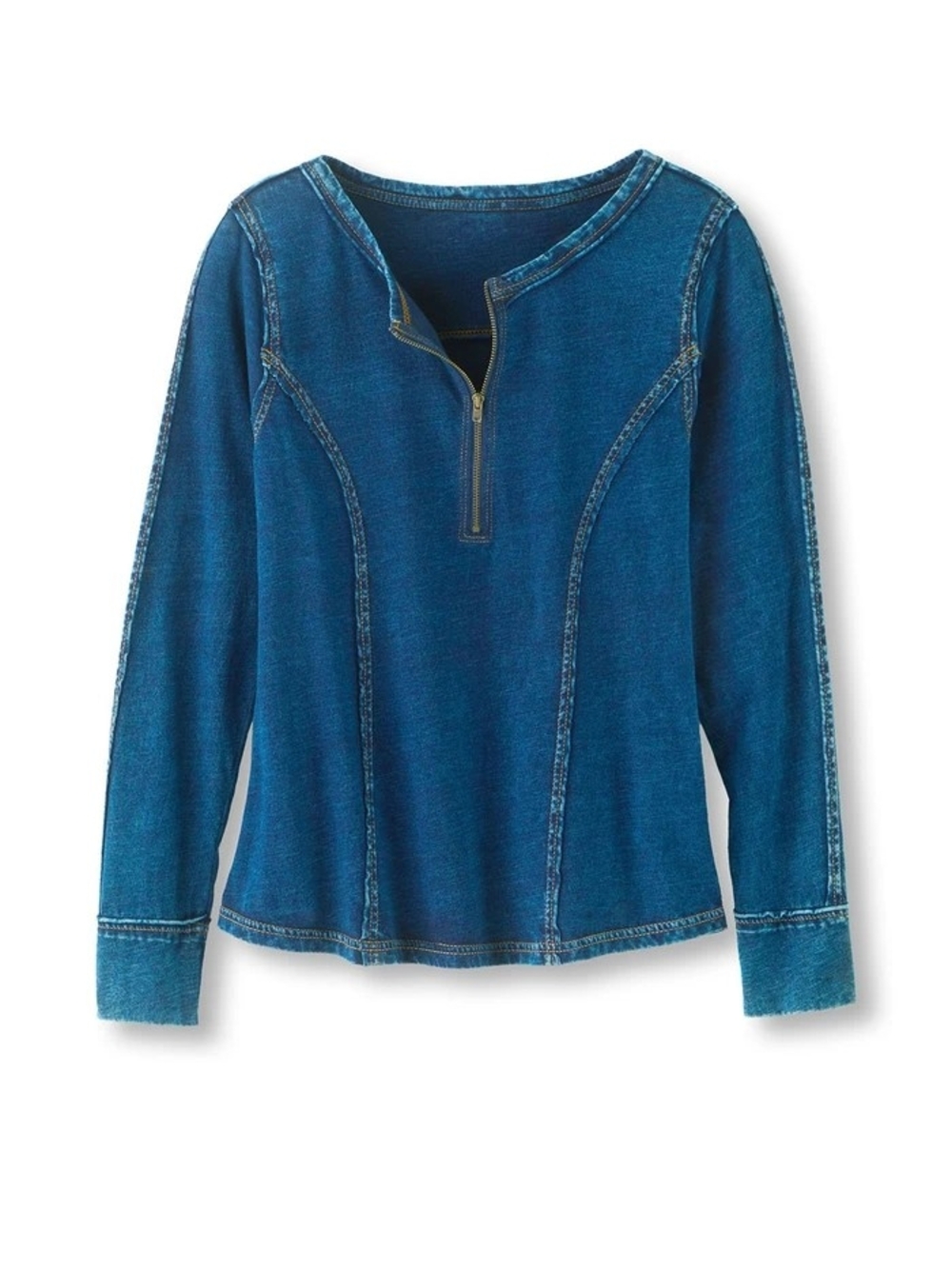 Soft Surroundings Indigo Half-Zip Crewneck Sweater